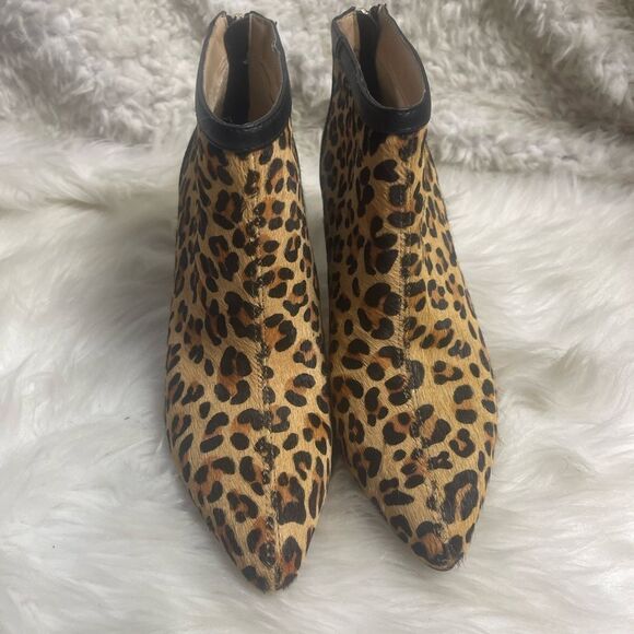 Adrienne Vittadini leather calf hair Chita print ankle boots black trim SZ7.5M - Picture 10 of 15